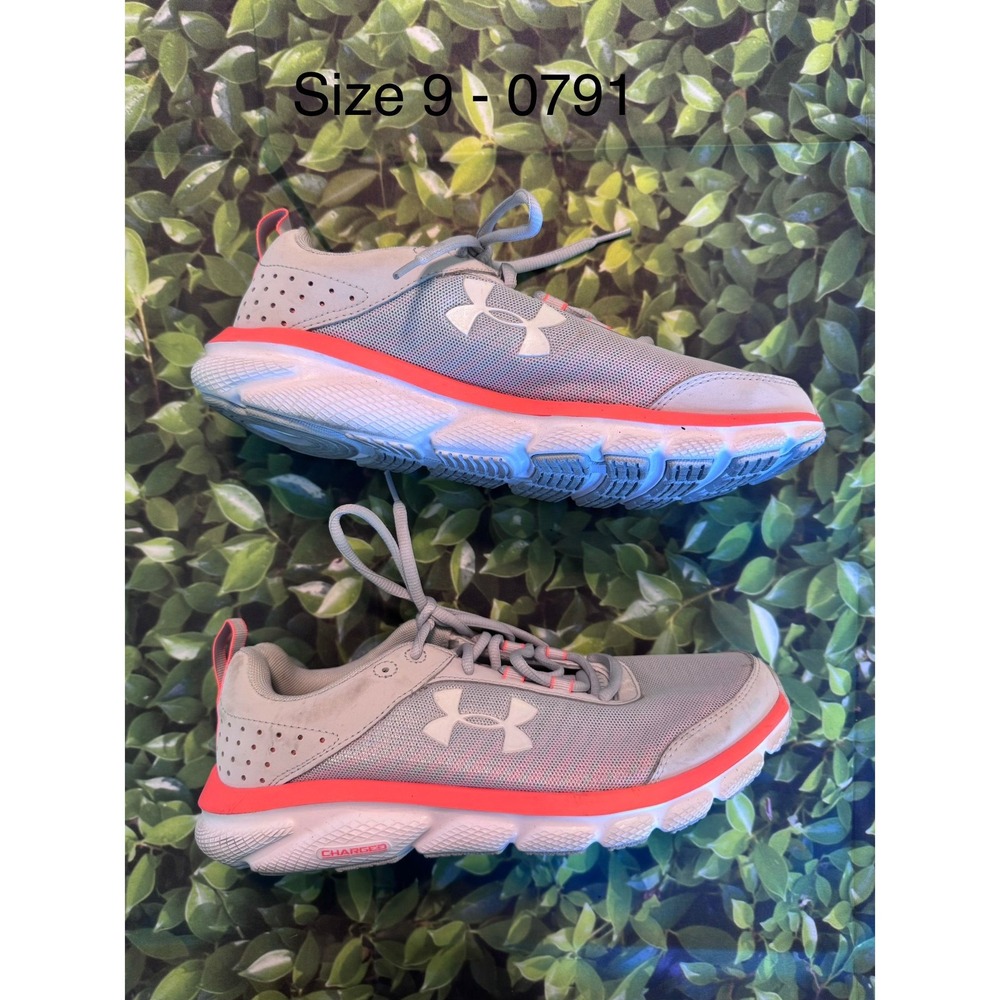 Under Armour Charged Assert 8 Womens Running Shoes Grey Orange Sneakers Size 9